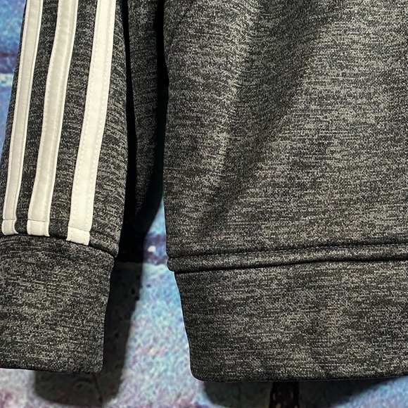 Adidas ClimaWarm Full-Zip Hoodie Men’s Large Gray Athletic 3-Stripes Sportswear - Picture 4 of 12